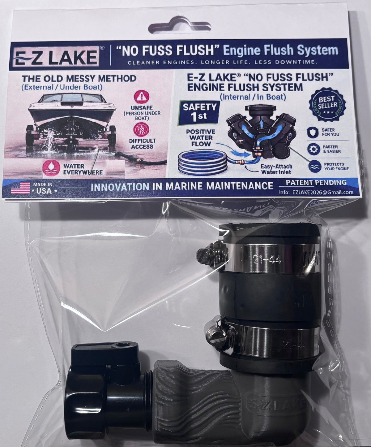 E-Z LAKE "No Fuss Flush" - The No-Fuss Way to Flush Your Inboard Marine Engine